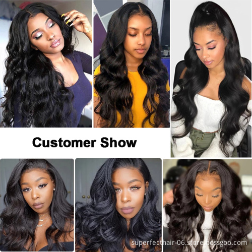 Wholesale Brazilian Virgin Hair 4*4 360 Body Wave transparent 13*6 13*4 Lace Front Human Hair Wigs for Black Woman